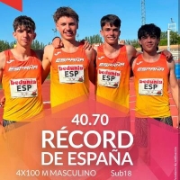 Unai Mérida Fermín bate el record de España sub 18 de 4x100 con la selección española en el encuentro España-Portugal